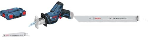 Bosch Professional 12V System Akku Säbelsäge GSA 12V-14 + 5x PRO Pallet S1022HFR Repair fast Säbelsägeblatt (für Stahl, Holz mit Nägeln, Länge 200 mm, Zubehör)