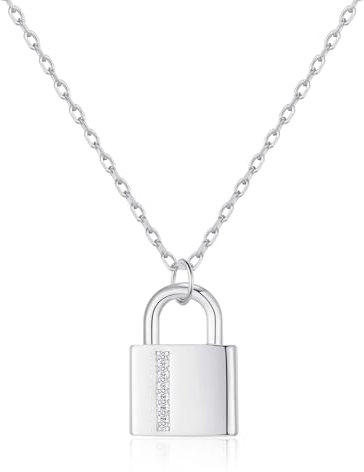 Philip Jones Silver Plated Padlock Necklace Created with Zircondia® Crystals