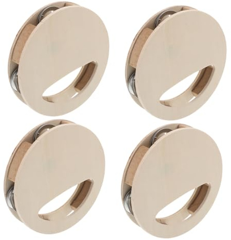4 Stück Holzrassel für Babys und Kinder, Unbemalt, Khaki