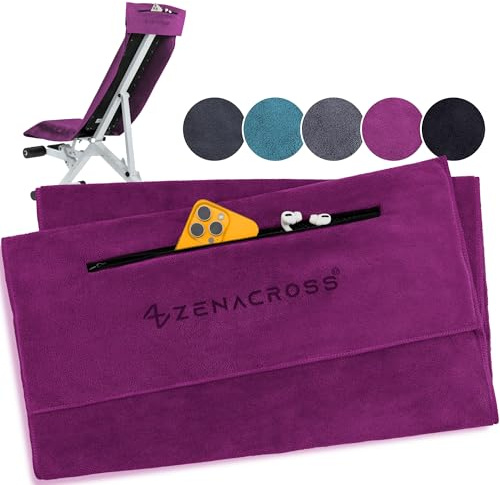 ZENACROSS - Fitness Handtuch Mikrofaser 120x50 - Schnelltrocknend, Reißverschlusstasche - Weiches Sporthandtuch fürs Fitnessstudio & Gym
