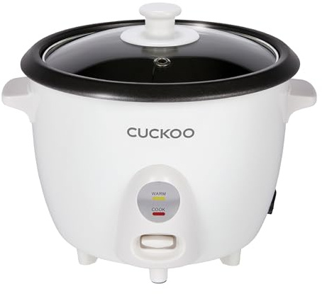 CUCKOO One Touch Rice Cooker 12-Cup Cooked, Small Rice Cooker & Warmer with Steamer Tray, Versatile Grain Cooker, Soup Maker, Auto Keep Warm, 6-Cup Uncooked, White (CR-0601C)