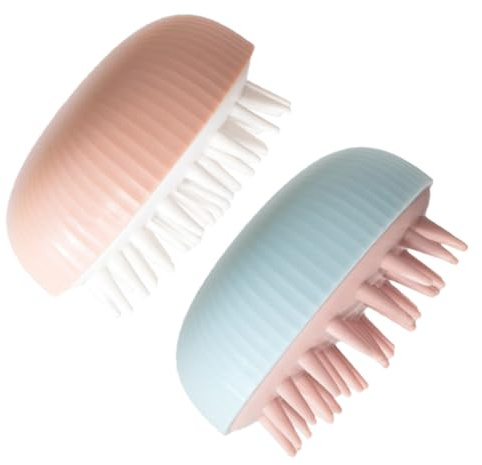 COLLBATH 2 Stück Teiliges Silikon Kopfhaut Massagebürsten Sanfter Shampoo Kopfhautreiniger mit Weichen Noppen Ergonomisches Design für Effektive Schuppenentfernung und Verbesserte
