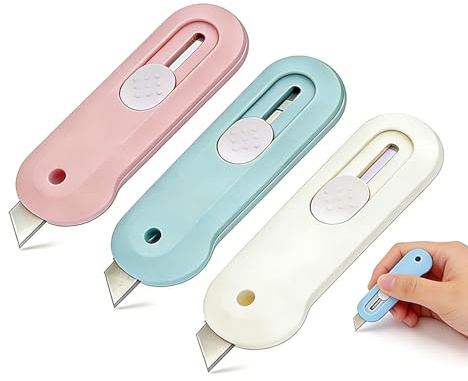 Forbabe 4 Stück Brieföffner Cuttermesser Klein Mini Cuttermesser | Kleines Universalmesser Einziehbares Schreibwarenmesser Geeignet Zum Schneiden von Pappe Verpackung Papier Paketöffne