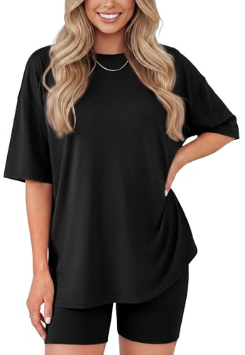 ZOOSIXX 2 Piece Sets for Women Summer - Oversized T-Shirt and Biker Shorts Lounge Sets Matching Outfit for Travel Vacation Casual Fashion Clothing Beach Gym Loungewear 2026 Maternity Clothes