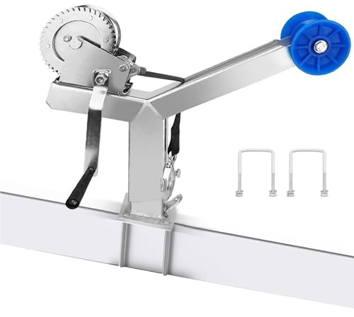 Support de treuil de remorque réglable avec système de rouleau et de cliquet, support robuste pour chargement et fixation de bateaux sur diverses remorques