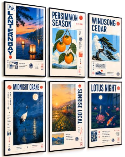 PosterPost 6x Vintage Japan Poster Set DIN A4 | Japanische Retro Art Prints und hochwertige Kunstdrucke als Japandi Wanddeko für Wohnzimmer, Schlafzimmer, Büro und Flur | Designed & Printed in Germany