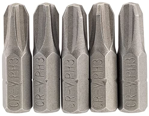 Draper 64023 No.3 1/4 Hex Cross Slot Insert Bit 25mm Long (5 Piece)