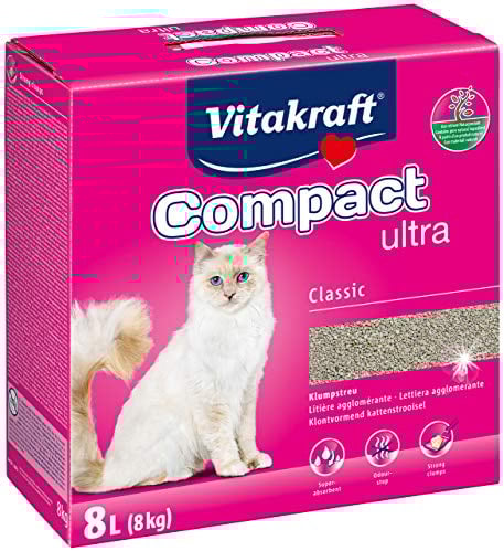 Vitakraft Compact ultra, Katzenstreu, nicht klumpendes Streu, saubere und einfache Entfernung (1x 8kg)