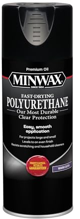 Minwax Fast Drying Polyurethane Spray, Protective Wood Finish, Warm Satin, 11.5 oz. Aerosol Can
