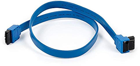 Monoprice Cavo SATA III 6.0 Gbps - Con chiusura di bloccaggio, spina a 90 gradi, 1,5 piedi, blu
