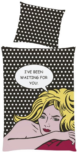 Global Labels G 82 600 PA1 100A Pop Art Waiting Bettwäsche Renforce 140 x 200 Bettbezug und 70 x 90 cm Kissenbezug