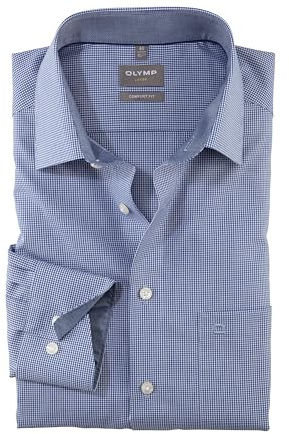 OLYMP Luxor comfort fit Hemd Langarm Karo | Hemd, Manschette, Modern Fit, 100%Baumwolle
