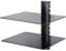 mahara Black Glass Floating Shelves - Two Tier Shelf Unit with Tempered Glass & Black Cable Management - For TV,AV & Gaming - 38cm x 28cm - 10Kg Max