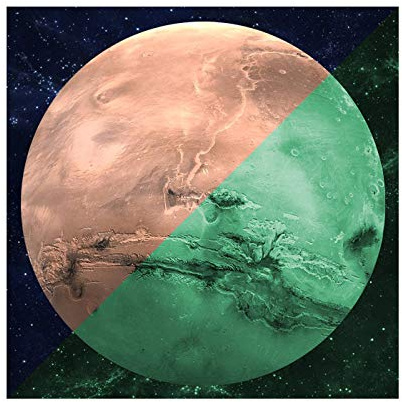 lumentics Wandsticker Merkur 30 cm, im Dunkeln nachleuchtend | Lädt sich bei Tageslicht auf und glimmt nachts grün - ohne Strom, ohne Batterien, ohne Bohren