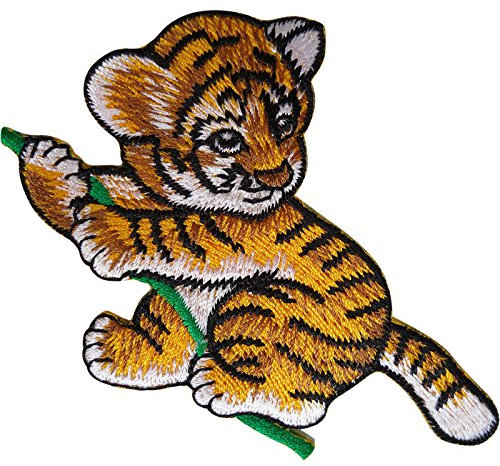 Tiger Aufnäher zum Aufbügeln oder Aufnähen auf Kleidung Tasche bestickt Abzeichen Tier-Stickerei-Applikation