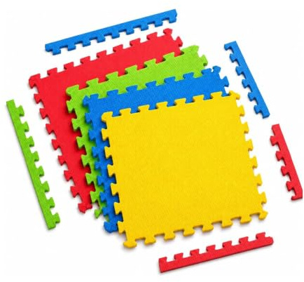 MAXSTRENGTH 12mm Eva Mats Thick Multicoloured Interlocking Mats Ideal for Exercise Or Child Play (8 Mats = 32 Square Feet)