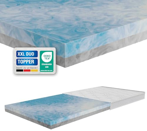 XXL Duo Topper 12cm – 120x200 cm – Härtegrad wendbar H3/H4 mittel/fest – Matratzenauflage für alle Betten – extra hoher Komfort – Bezug abnehmbar & waschbar