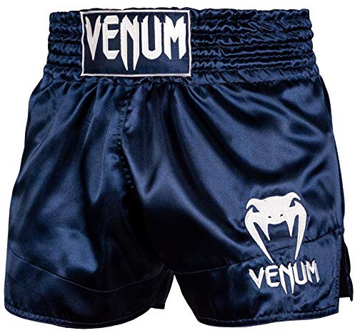 Venum Classic Pantalones Cortos Thaibox, Hombres, Azul Marino/Blanco, S