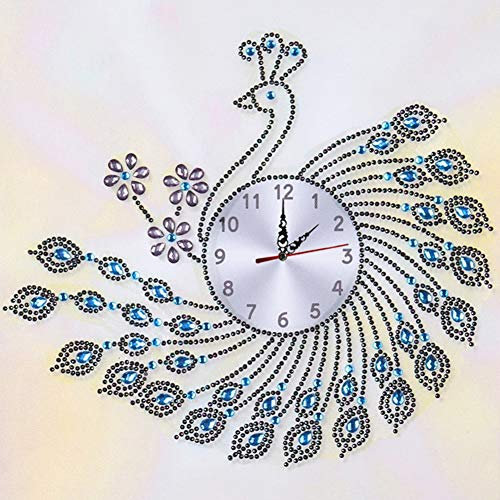 Diamantmalerei DIY 5D spezielle Form Strasssteine ABEUTY Pfau Uhr Tier Teilbohrer Kristall Diamant Kunst Kits (Uhr 2)