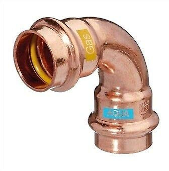 Pressfittings Kupfer V Konturen Alle Varianten Trinkwasser Gas Heizung (Bogen 90, 2 Muffe 15mm)