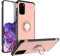 UEEBAI Hülle für Samsung Galaxy S20 Plus,Ultra Dünn Stoßfest TPU + PC Schutzhülle Panzer Design Anti Kratzer Drehbarer Ringhalter Benutzt als EIN Im Auto Telefonhalter Stand Handyhülle Cover-Roségold