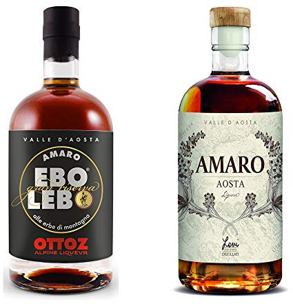 Due Amari Valdostani - Ebo Lebo + Amaro Aosta - 20cl - Gradazione alcolica 36% Vol