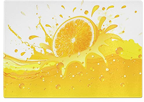 Lemon Fruit Splashback Tempered Glass Chopping Board - Large