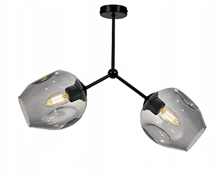 Light-Home Prage Deckenbeleuchtung Lampen Deckenlampen - Deckenlampe Industrial für Wohnzimmer Schlafzimmer und Esszimmer - Pendelleuchte Glas mit Metall 2-Flammig - Graphit