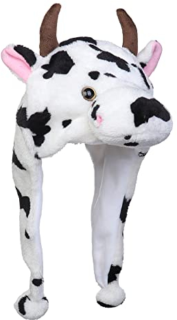 JK Home Mignon Bonnet Animal 3 en 1 Chapeau d'Hiver Velours Echarpe Gants Cache Cou Oreilles Vache Court