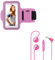 Pack Sport pour Motorola Moto e20 Smartphone (Brassard de Sport + Ecouteurs Plat avec Micro) Courir T8 (Rose)