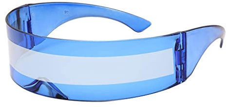 F Fityle Futuristische Sonnenbrille Verspiegelte Brille Visor Party Brille für Karneval Party, aus - Blau