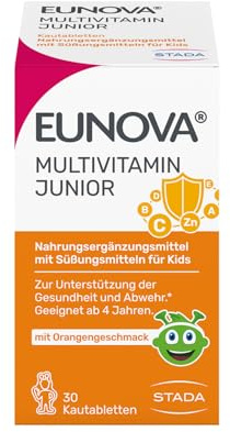 EUNOVA Junior Multivitamin Kinder, mit 12 Vitaminen, Orange, 30 Tabletten