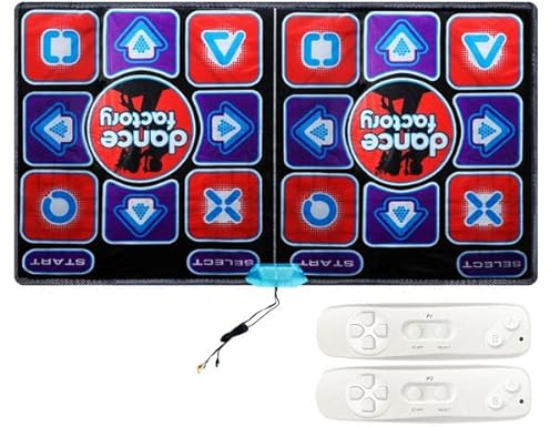 Doppelte Tanzmatte - USB-Tanzmatte für Computer, HD-PVC, für Fernseher, 3D-Laufdecke für den Innenbereich, doppelter Tanzteppich für Zuhause (Rot + Lila + Schwarz, Größe: 166 x 93 cm)