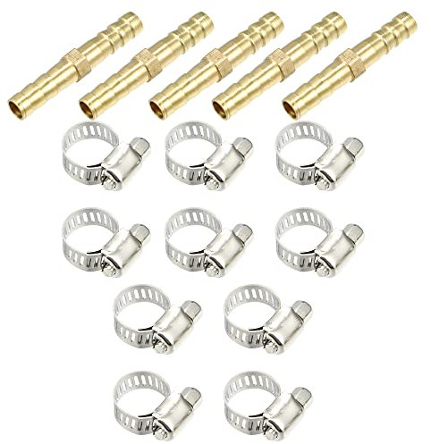 X AUTOHAUX 1 lot de raccords cannelés en cuivre de 6 mm pour tuyau de jonction d'air, eau, carburant avec 10 colliers de serrage