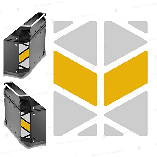 Rifrangenti Adesivi compatibili con GIVI Monokey Trekker Outback Bauletto Alluminio TOP CASE 42 58 ltr (Bianco-Giallo)