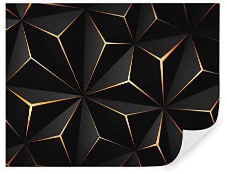 TAPEKO Papier Peint 3D Panoramique Série noire 260x180 cm style 3D Pyramide noire avec or Papier Peint intissé pour Chambre Salon Personnalisé Décoration Murale u72104