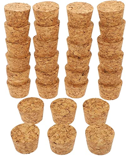 Operitacx 30pcs Bouchon En Bois Tendre, Bouchon De Bouteille De Vin Étanches, Bouchon De Vin, Bouchon De Liège Coniques, Bouchon De Rechange Pour Bouteilles De Vin Et De Bière （19.5-21.5mm）