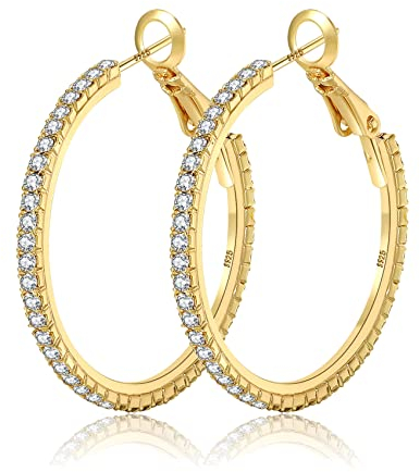 MOROTOLE 14K Gold Strass Ohrringe Mode Dünn Groß Reifen Ohrringe Hypoallergen Gold Reifen Ohrringe Frauen Mädchen Schmuck Geschenke 20/30/40/50/60/70mm Gold Reifen Ohrringe