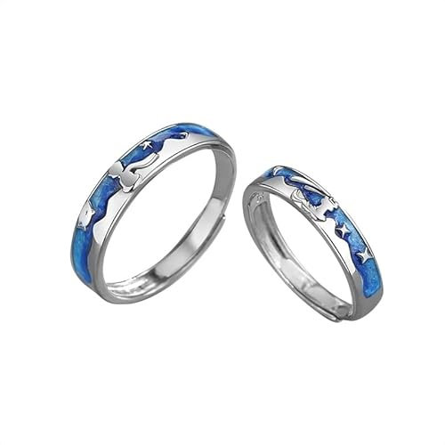 MEET- ORIGIN 925 Sterling Silber Kleiner Prinz und Fuchs Paar Ringe - Passende Liebesversprechenringe für Paare, Freunde, Ihn und Sie Schmuckset, Sterling Silber, Kein Edelstein