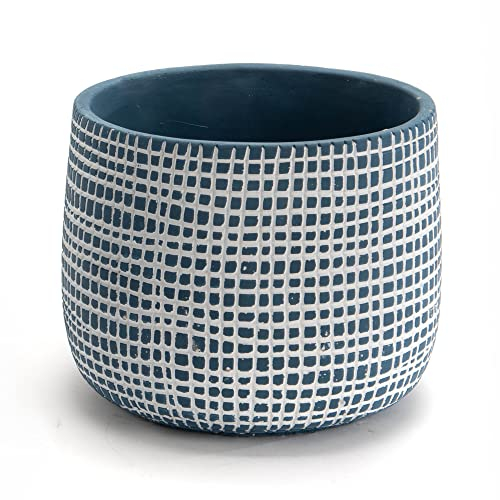 Amadeus - Cache Pot quadrillé Bleu Grand modèle