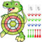 Flintronic Dinosaurier Spielzeug, 76cm Kinder Klett Dartscheibe Drinnen und Draußen, Hängendes Dart Wurfspiel Sets mit 12 Klebrigen Bällen und 6 Klebrige Darts, Geburtstags Geschenke für Kinder 3–12