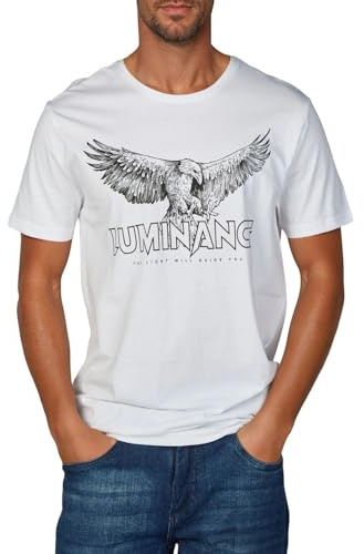 riverso Tshirt Herren Baumwolle Regular Fit RIVLeon Rundhals Kurzarm Sommer Tee Shirt Print, Größe:M, Farbe:White (SJD)
