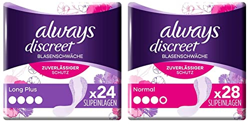 Always Discreet Inkontinenz-Slipeinlagen Long Plus für Damen, starker Schutz, den Sie kaum spüren & Discreet Inkontinenz-Slipeinlagen Normal für Damen, starker Schutz, den Sie kaum spüren