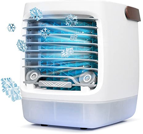 ChillWell 2.0 Evaporative Air Cooler for Room - 4-Speed Mini Portable Swamp Coolers with Humidifier | Indoor Personal Cooling Unit In Bedroom, Home Office, and Camping | USB- Rechargeable, Easy Setup