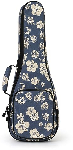 Surwin Ukulelentasche 21’ 23’ 26’ Ukulele Case Bag für Sopran Konzert Tenor, Tragbare Ukulelen Tasche Rucksack Aufbewahrung Soft Case Verstellbarem Schultergurt (23 Zoll,Hibiskus)