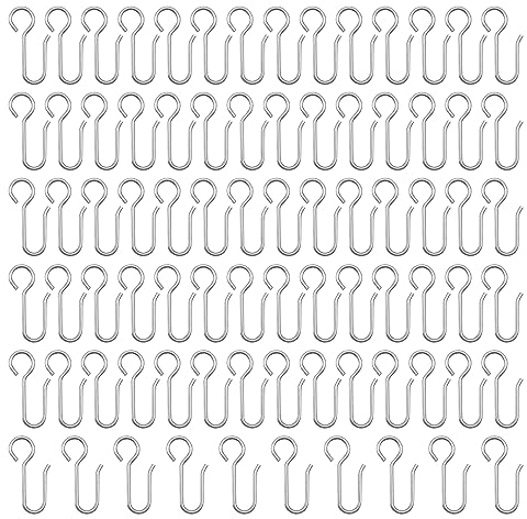 HLIWS 80 Stück Gardinenhaken Metall,Vorhanghaken aus verzinktem Stahl,Gardinenhaken für Schienen,für Fenstervorhang Duschvorhang(34 * 18mm)