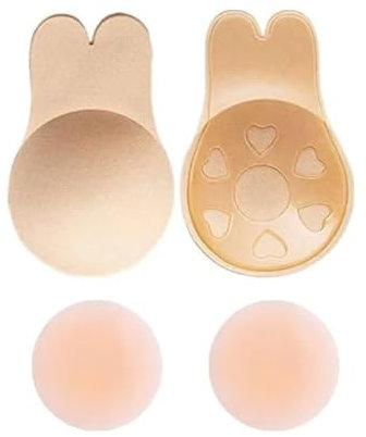 24Ersi Boob Tape, Klebe BH mit 2 Wiederverwendbare Unsichtbar Nippelpads,Klebe BH Push Up, Boobietape,BH Rückenfrei,Brust Tape für Alle Rückenfreie Kleidung,Klebe BH Große Brust (Nude)