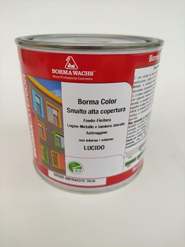 B.P.S. s.r.l. Smalto alta copertura legno-metallo e lamiera zincata antiruggine grigio antracite 7016 uso interno/esterno 750 ml.