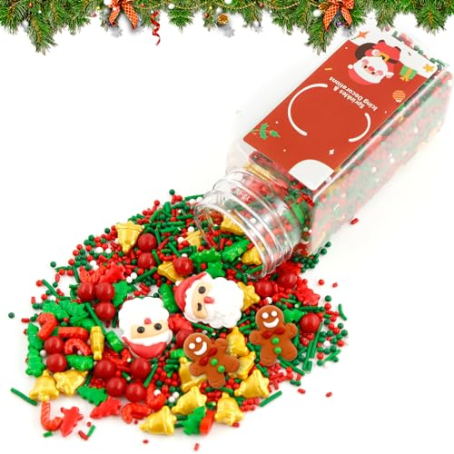 Weihnachten Essbare Tortendeko 100g, Zucker Dekoration Weihnachten, Torten Deko Weihnachten, Kuchen Deko Weihnachten, Essbare Perlen, Streudeko Weihnachten, Backzubehör Weihnachten (4)