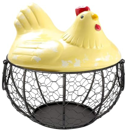 lmoikesz Eggs Storage Basket Store Eggs In Style With Beautiful Basket Chicken Ceramic Egg Storage Basket Kitchen Storage Basket, yellow